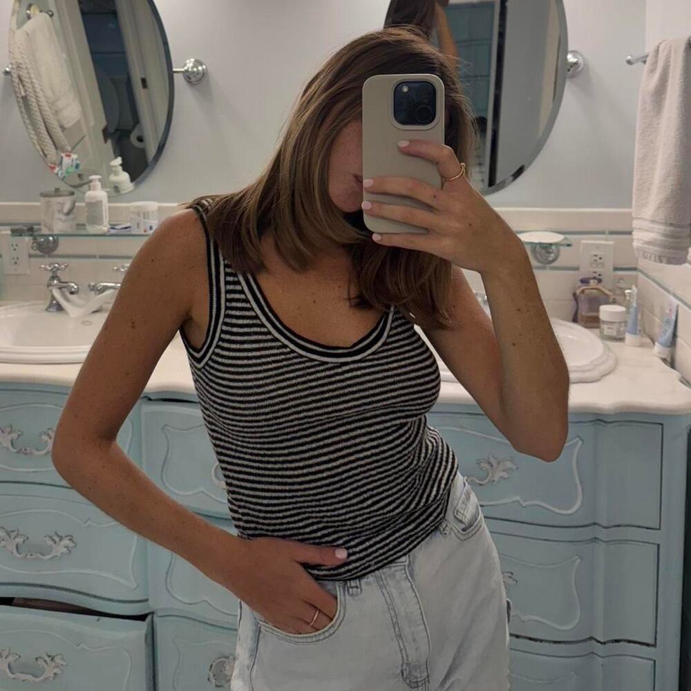 Jcrew black and white striped tank